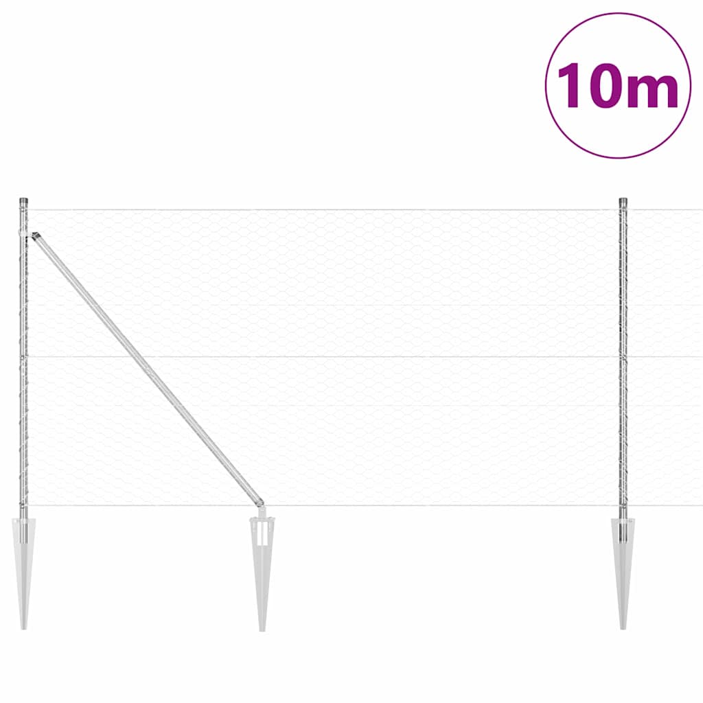 Palo della recinzione Argento 10 x 1,2 m (rete 36 mm) Acciaio