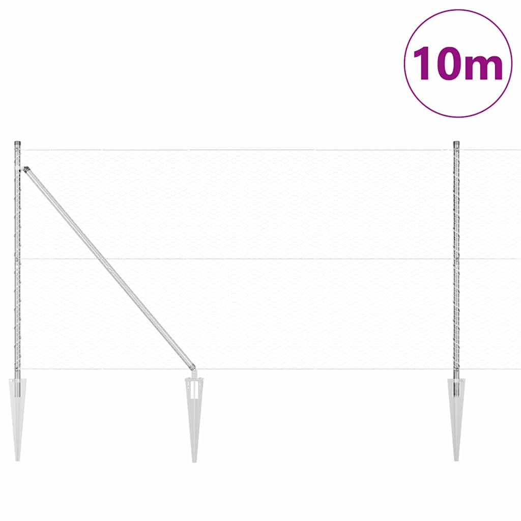 Palo della recinzione Argento 10 x 1,4 m (rete da 25 mm)