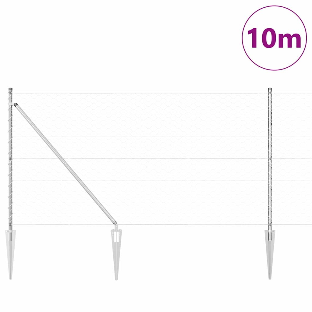 Palo della recinzione Argento 10 x 1,4 m (rete da 50 mm)