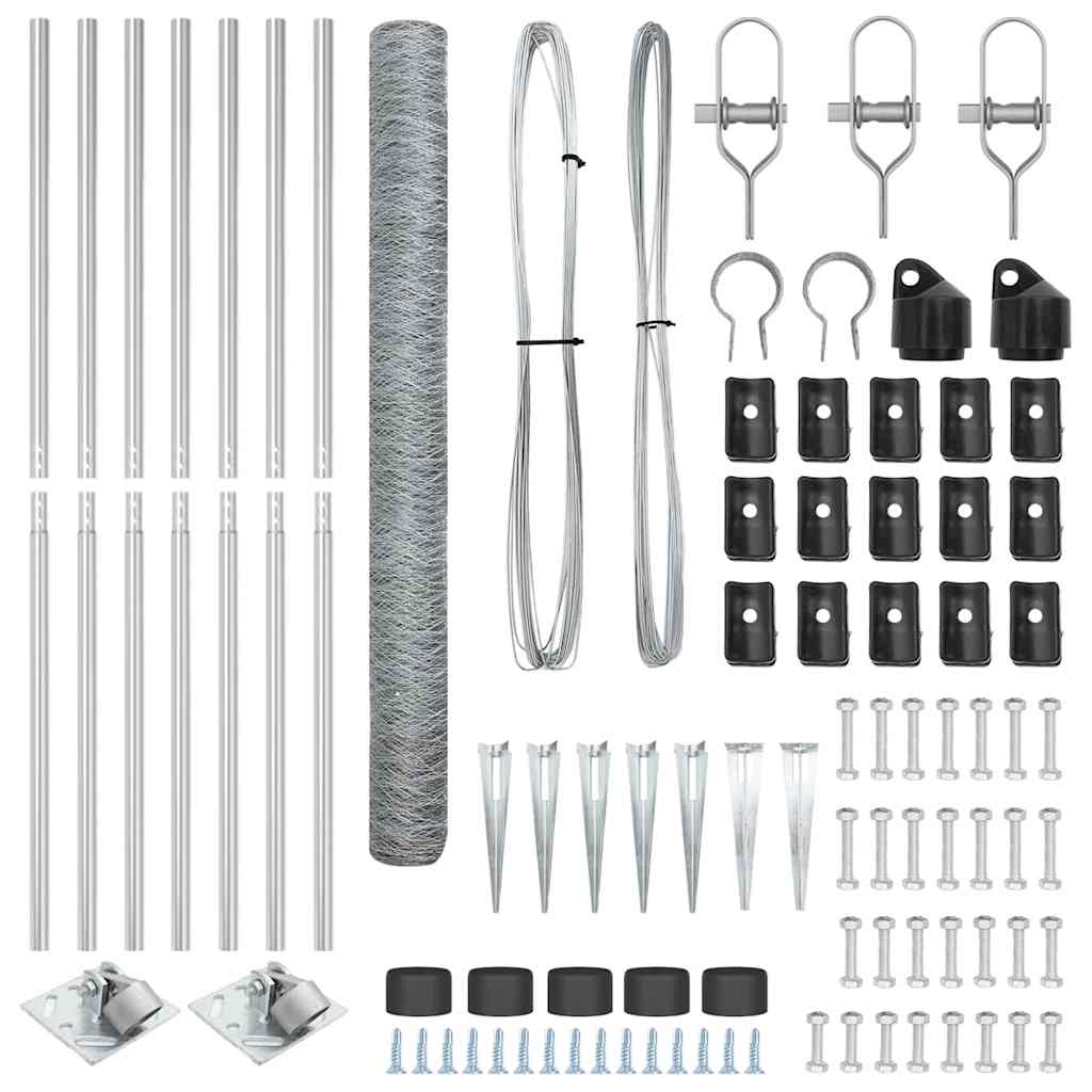 Palo della recinzione Argento 10 x 1,5 m (50 mm rete) Acciaio