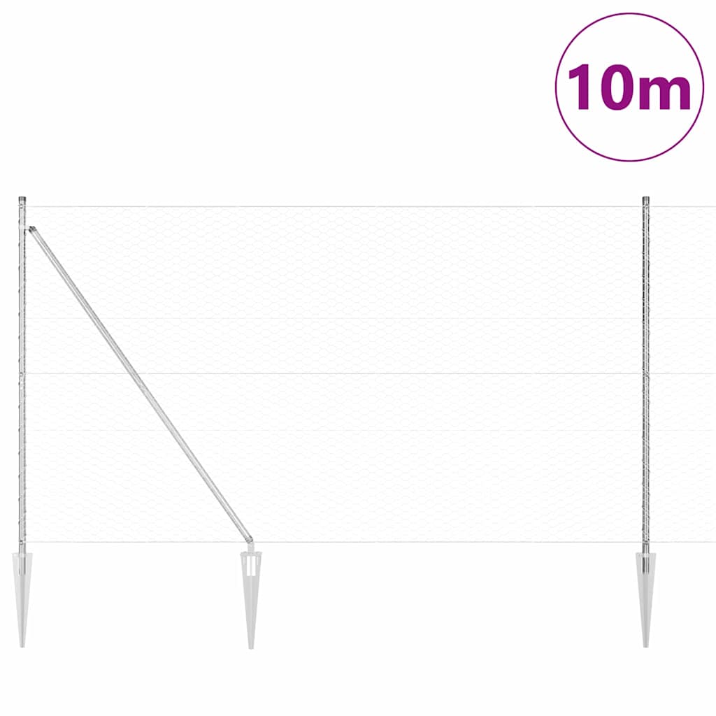 Palo della recinzione Argento 10 x 1,6 m (rete da 36 mm)