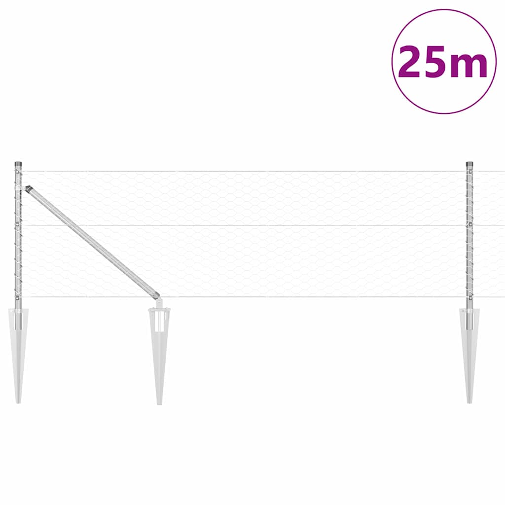 Palo della recinzione Argento 25 x 0,6 m (maglia 36 mm) Acciaio