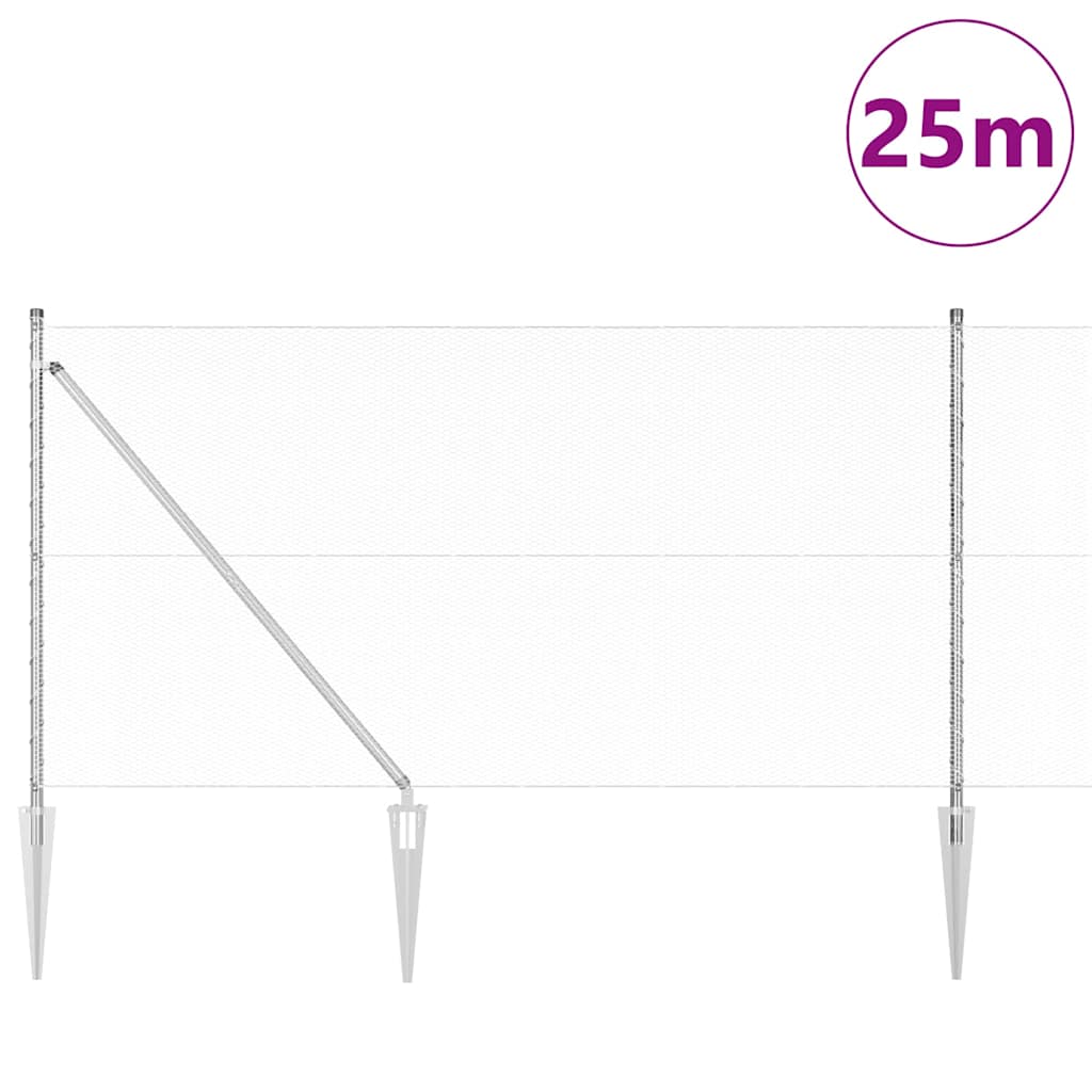 Palo della recinzione Argento 25 x 1 m (rete da 13 mm) Acciaio