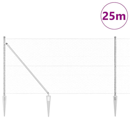 Palo della recinzione Argento 25 x 1 m (rete 36 mm) Acciaio