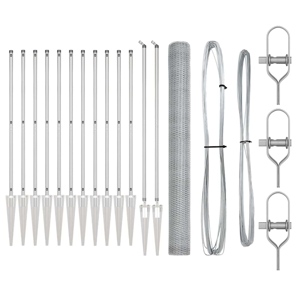 Palo della recinzione Argento 25 x 1,5 m (rete da 13 mm)
