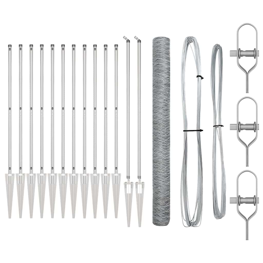Palo della recinzione Argento 25 x 1,5 m (rete 36 mm) Acciaio