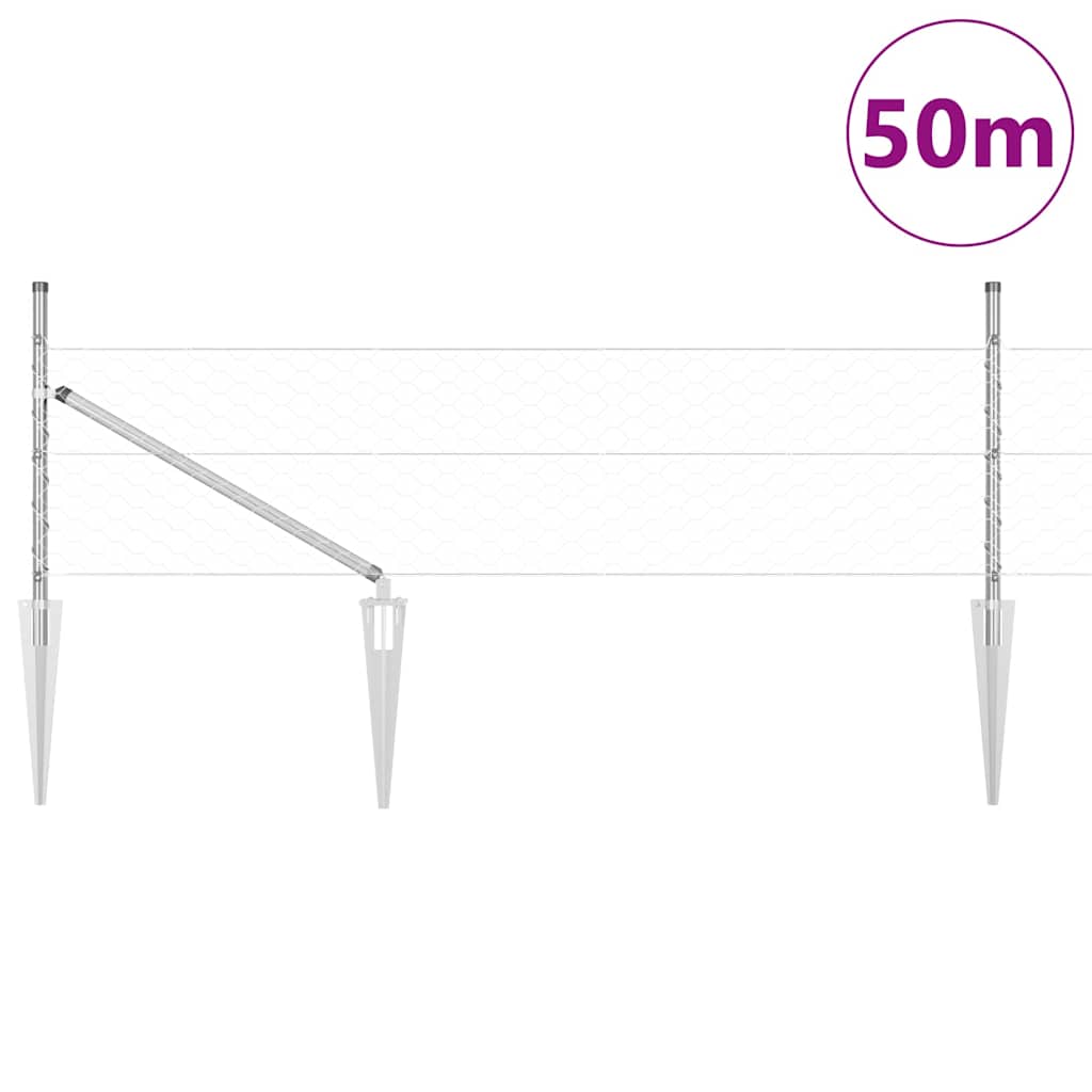 Palo della recinzione Argento 50 x 0,4 m (rete 50 mm) Acciaio