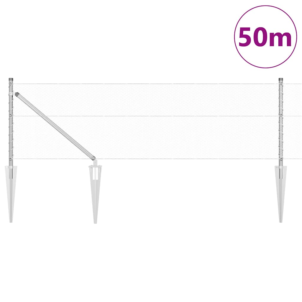 Palo della recinzione Argento 50 x 0,6 m (rete da 13 mm)
