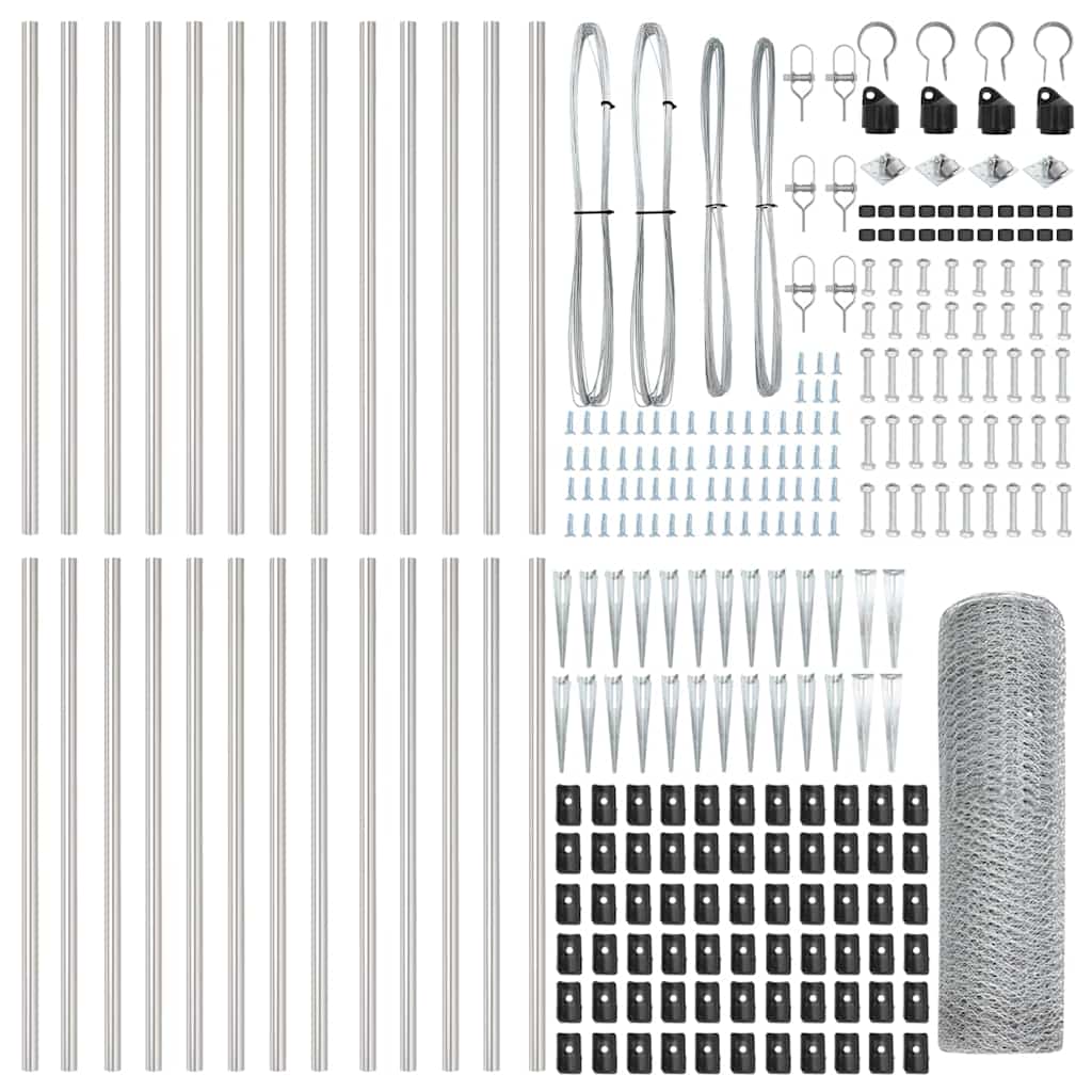 Palo della recinzione Argento 50 x 1 m (rete da 13 mm) Acciaio