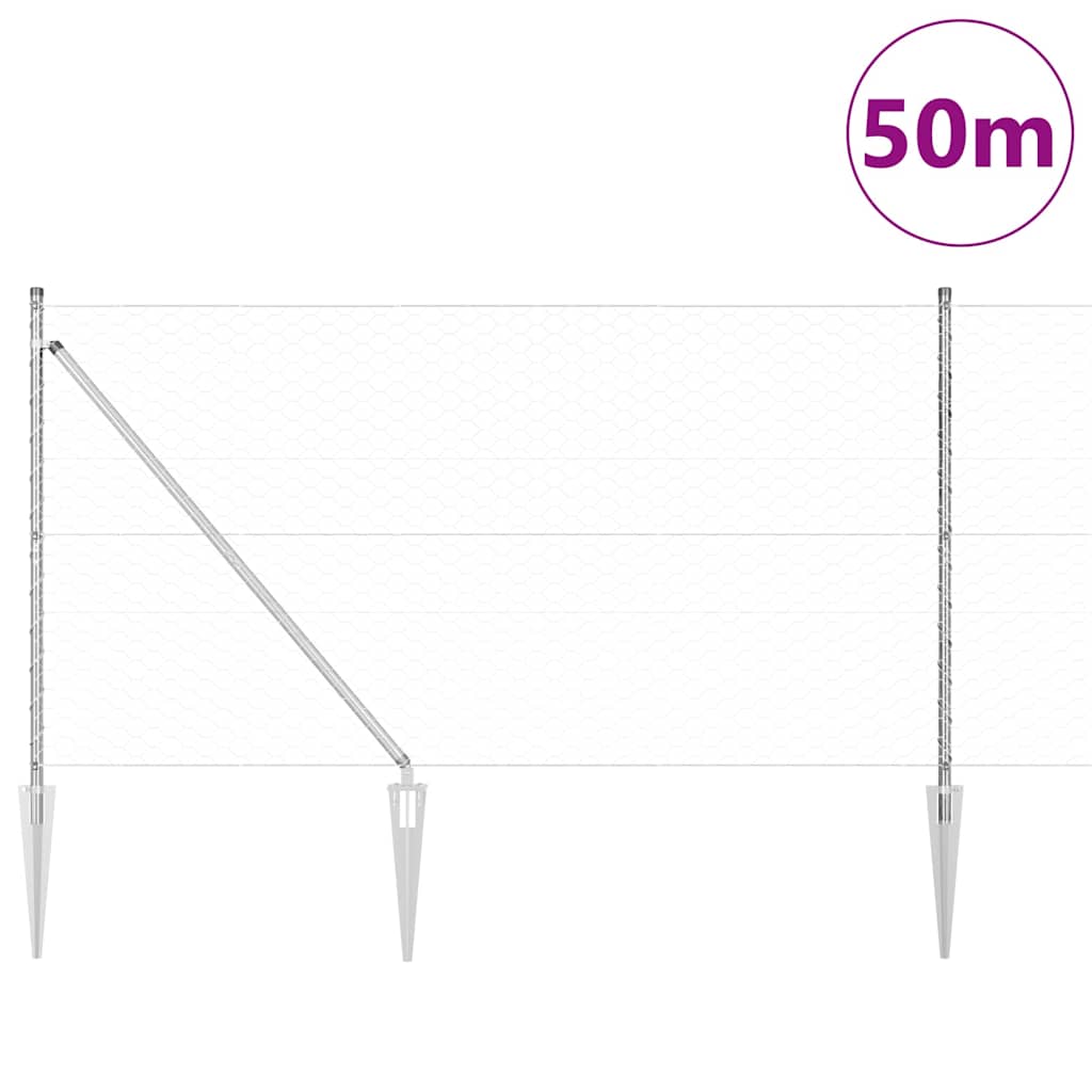 Palo della recinzione Argento 50 x 1,2 m (maglia da 50 mm)