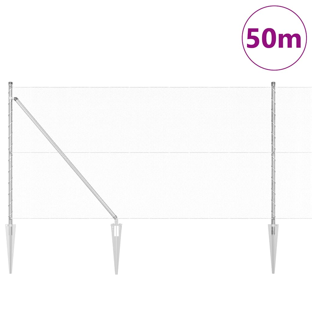 Palo della recinzione Argento 50 x 1,4 m (maglia 13 mm) Acciaio