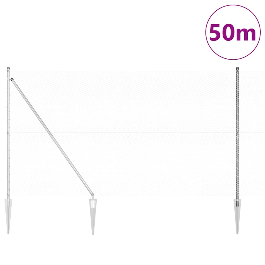 Palo della recinzione Argento 50 x 1,5 m (maglia da 25 mm)