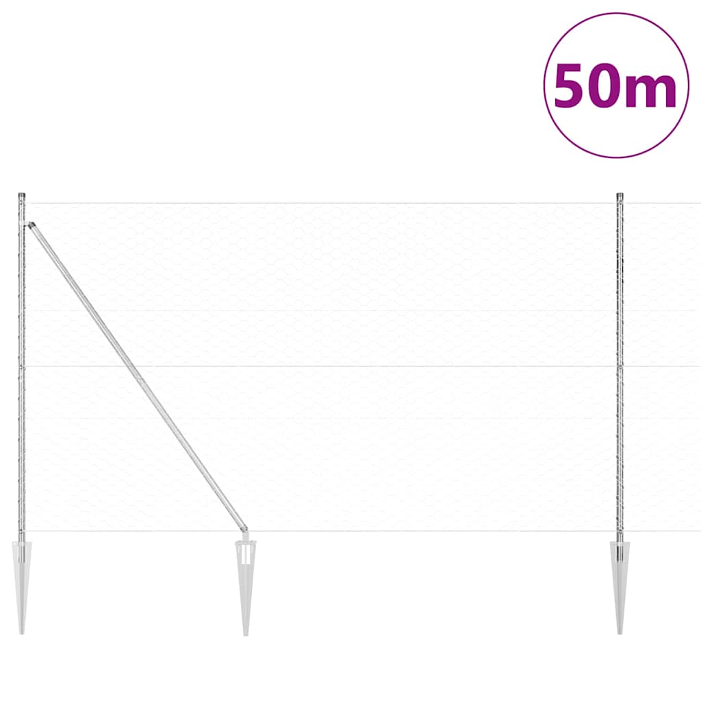 Palo della recinzione Argento 50 x 1,6 m (rete da 50 mm)