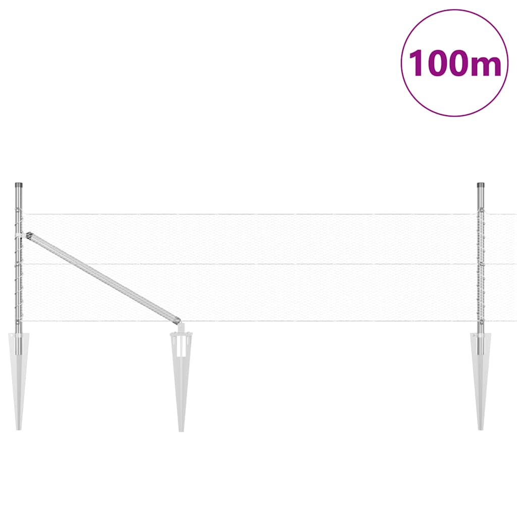 Palo della recinzione Argento 100 x 0,5 m (rete da 13 mm)