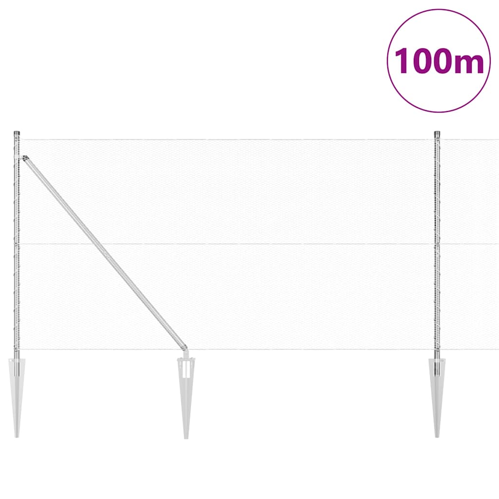Palo della recinzione Argento 100 x 1 m (maglia 13 mm) Acciaio