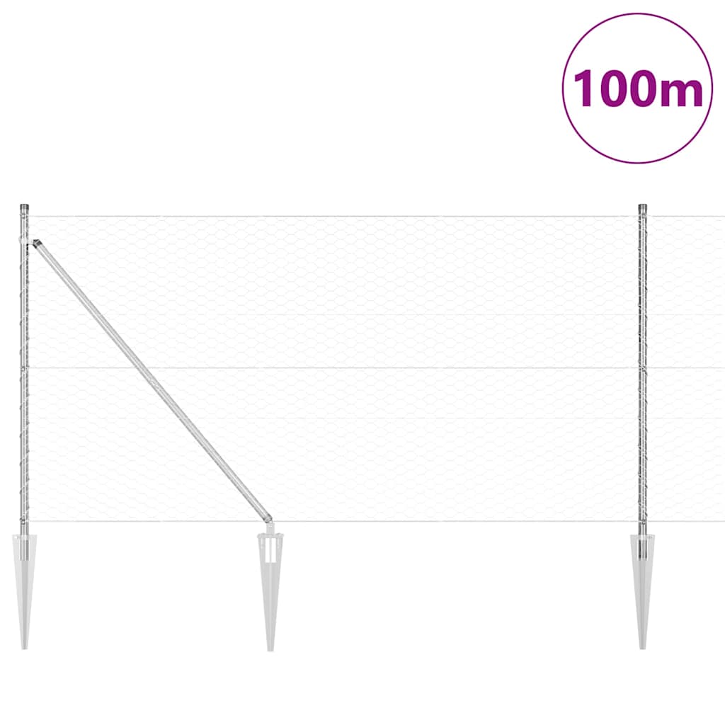 Palo della recinzione Argento 100 x 1 m (rete da 36 mm) Acciaio