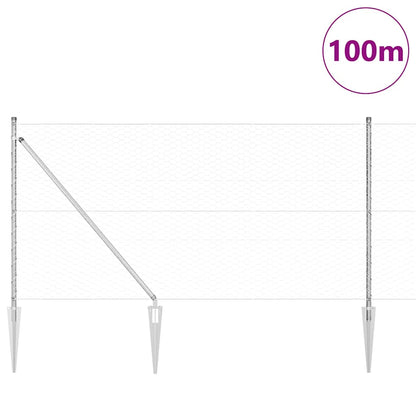 Palo della recinzione Argento 100 x 1 m (rete da 36 mm) Acciaio