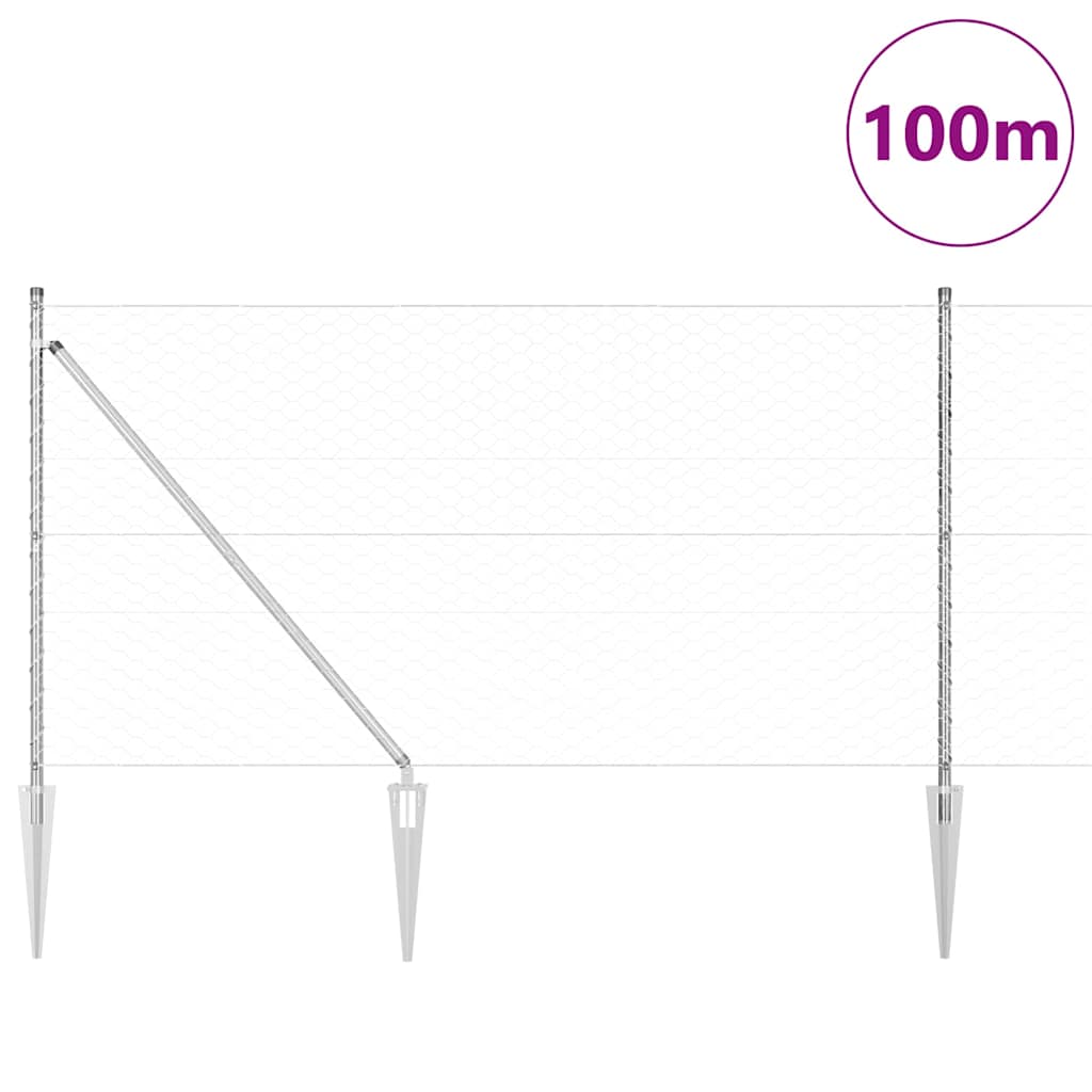 Palo della recinzione Argento 100 x 1 m (maglie da 50 mm)