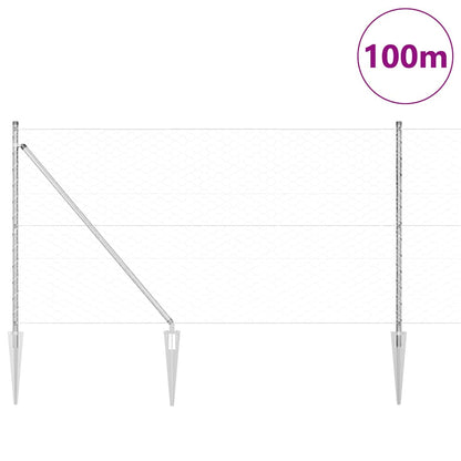 Palo della recinzione Argento 100 x 1 m (maglie da 50 mm)