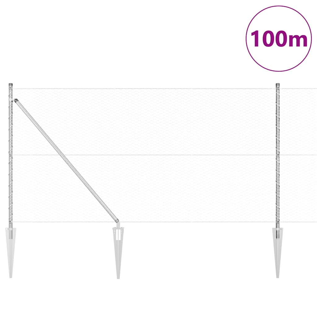 Palo della recinzione Argento 100 x 1,2 m (rete da 25 mm)