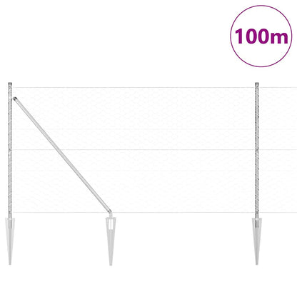 Palo della recinzione Argento 100 x 1,2 m (rete 50 mm) Acciaio