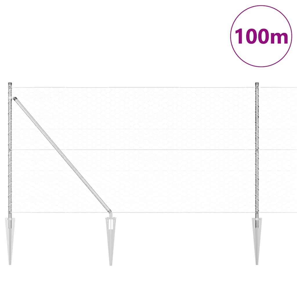 Palo della recinzione Argento 100 x 1,4 m (rete 50 mm) Acciaio