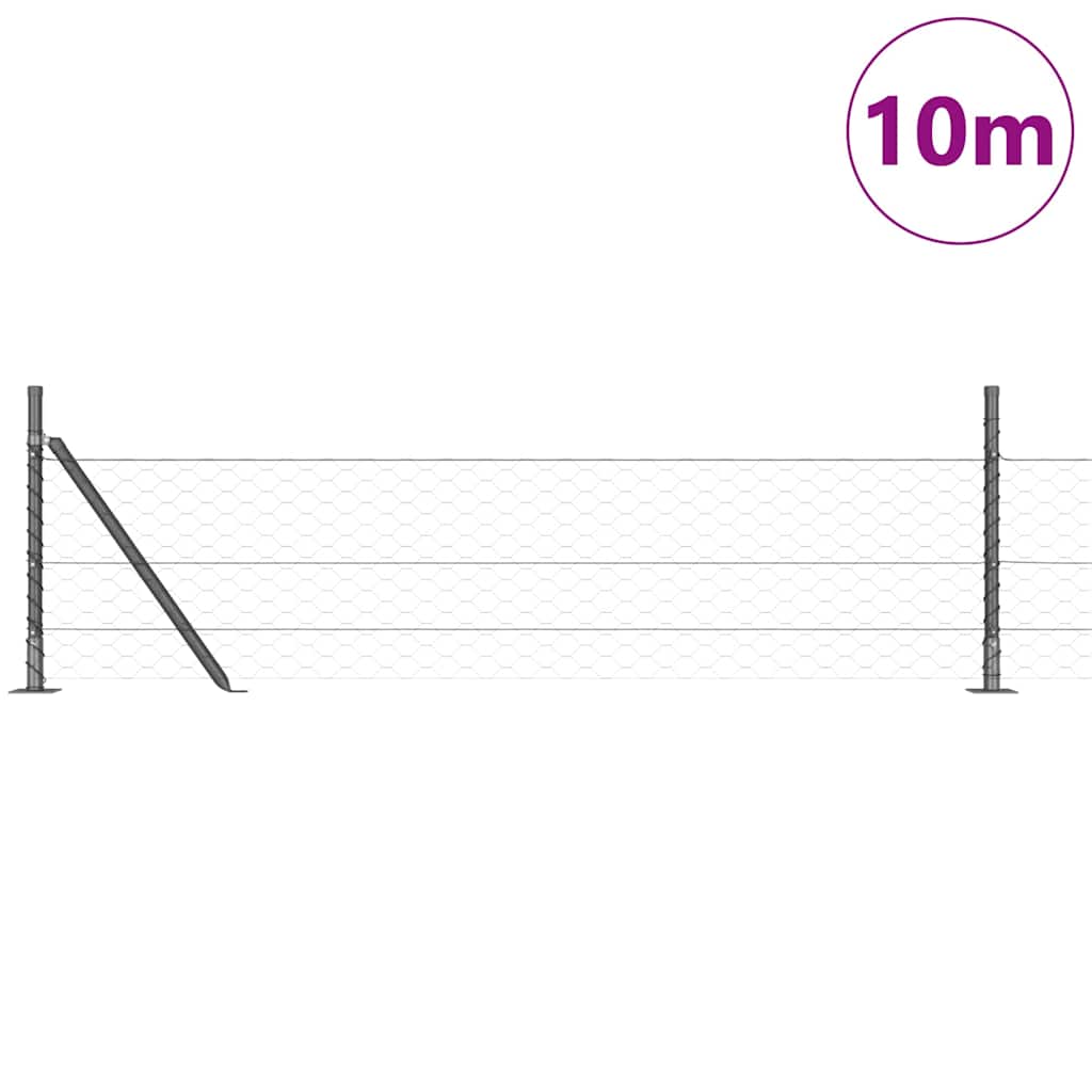 Palo della recinzione Grigio 10 x 0,5 m (rete da 50 mm)