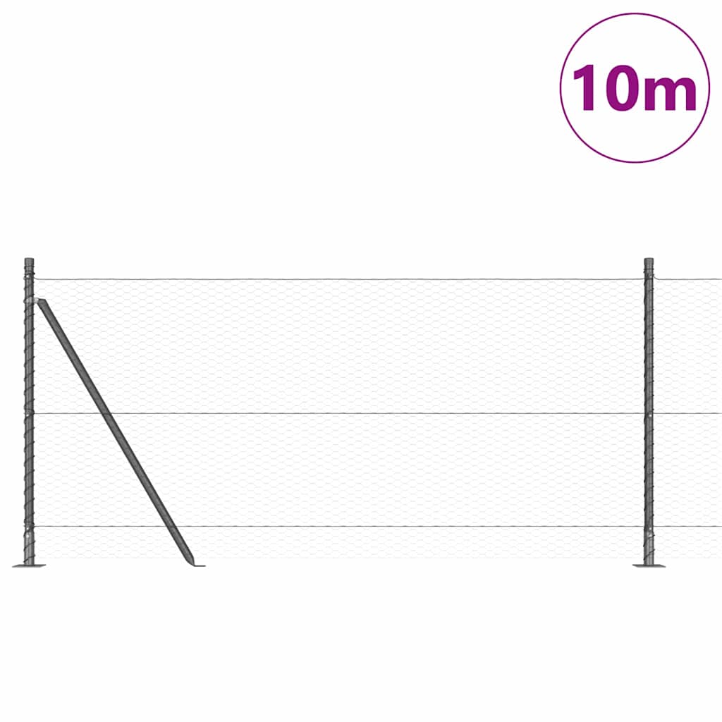 Palo della recinzione Grigio 10 x 0,8 m (rete da 25 mm)