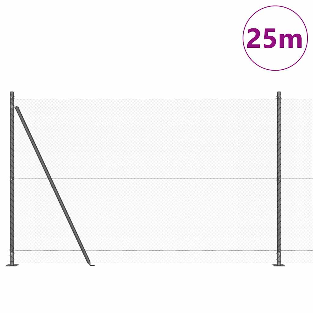 Palo della recinzione Grigio 25 x 1,5 m (rete da 13 mm) Acciaio