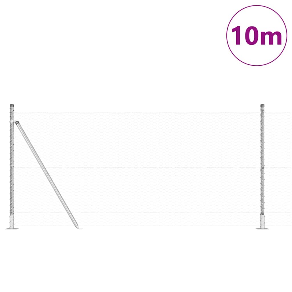 Palo della recinzione Argento 10 x 0,8 m (rete da 25 mm)