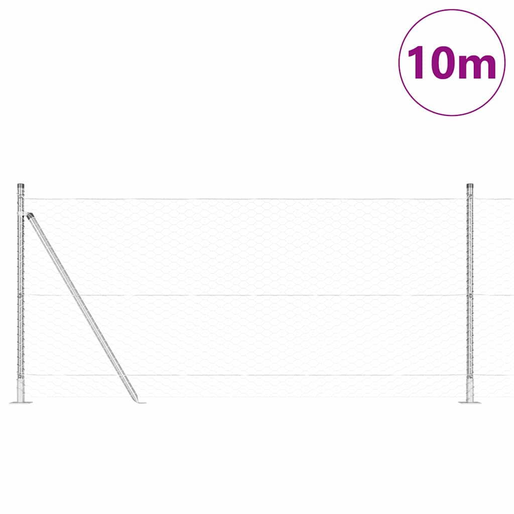 Palo della recinzione Argento 10 x 1 m (rete 36 mm) Acciaio