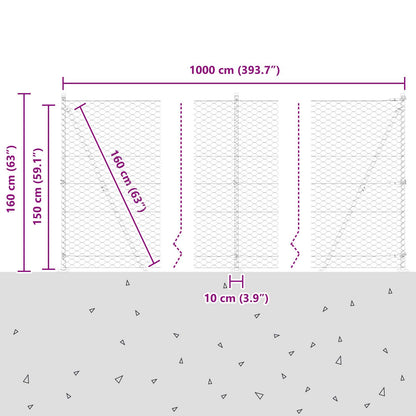 Palo della recinzione Argento 10 x 1,5 m (50 mm rete) Acciaio