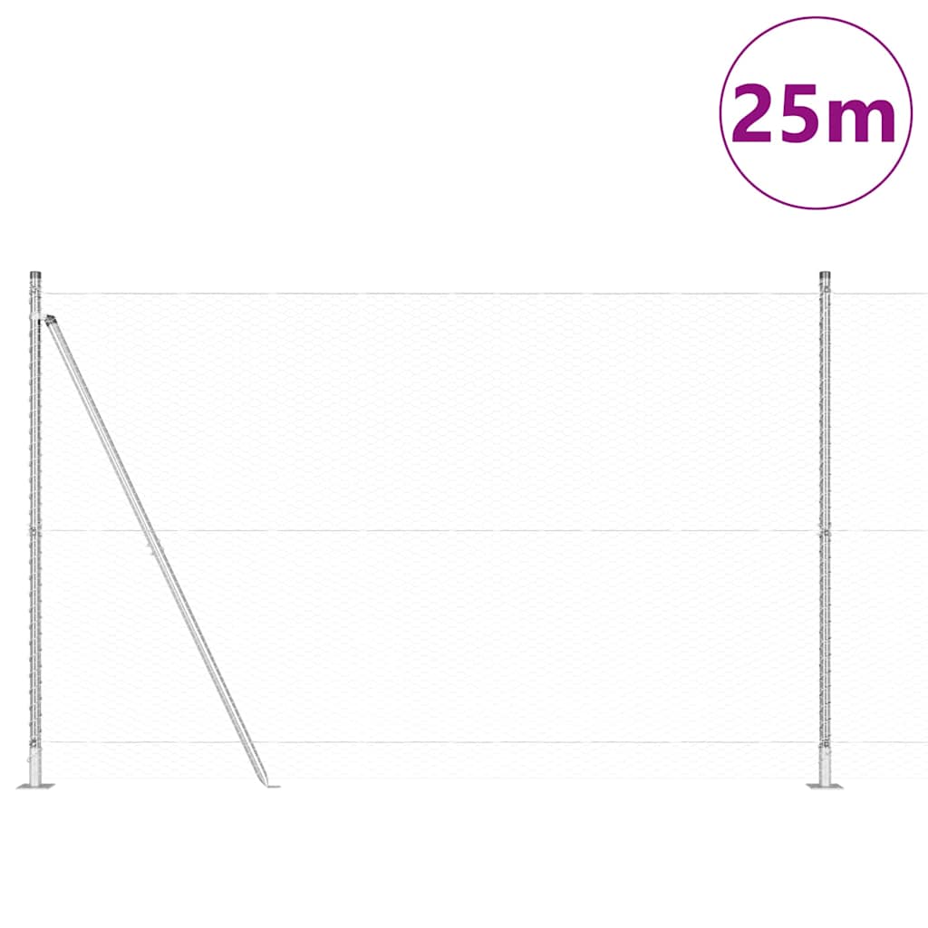 Palo della recinzione Argento 25 x 1,6 m (rete da 25 mm)