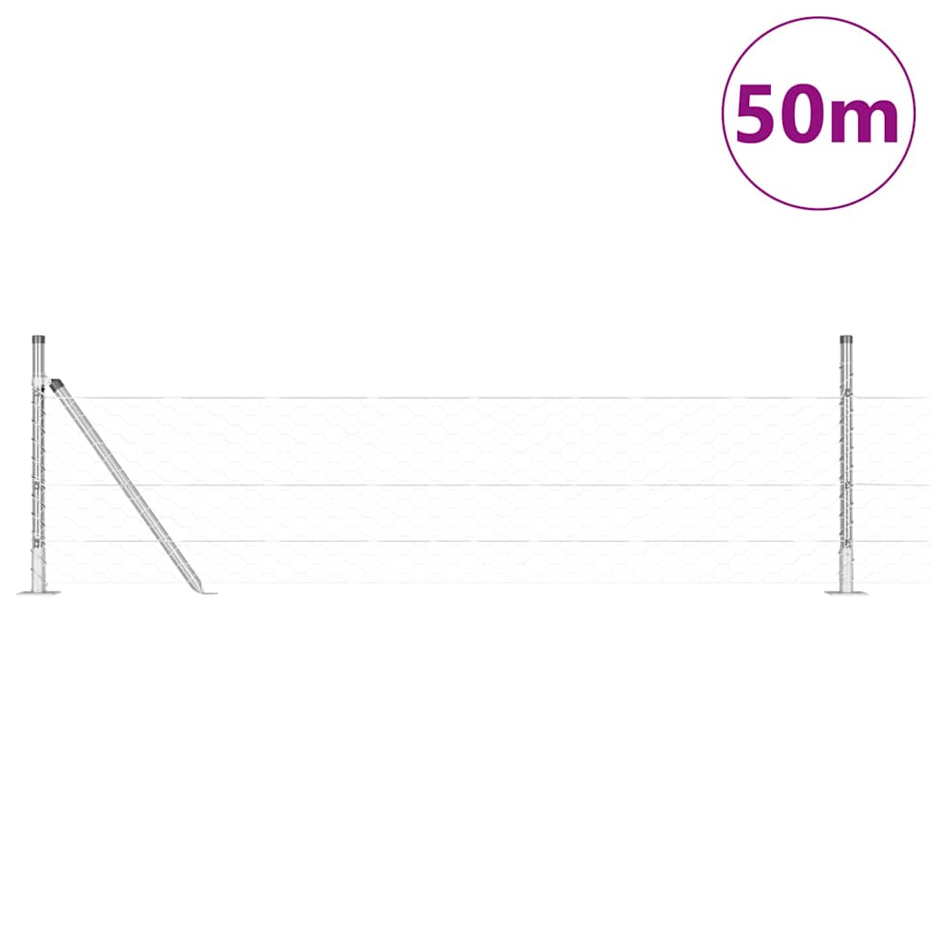 Palo della recinzione Argento 50 x 0,5 m (rete da 50 mm)