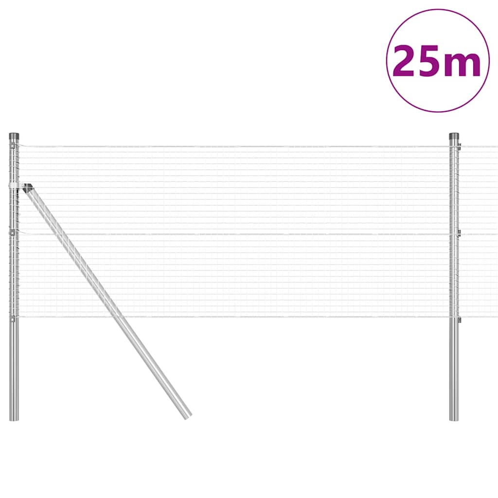 Palo della recinzione Argento 25 x 0,4 m (rete 19 x 19 mm)