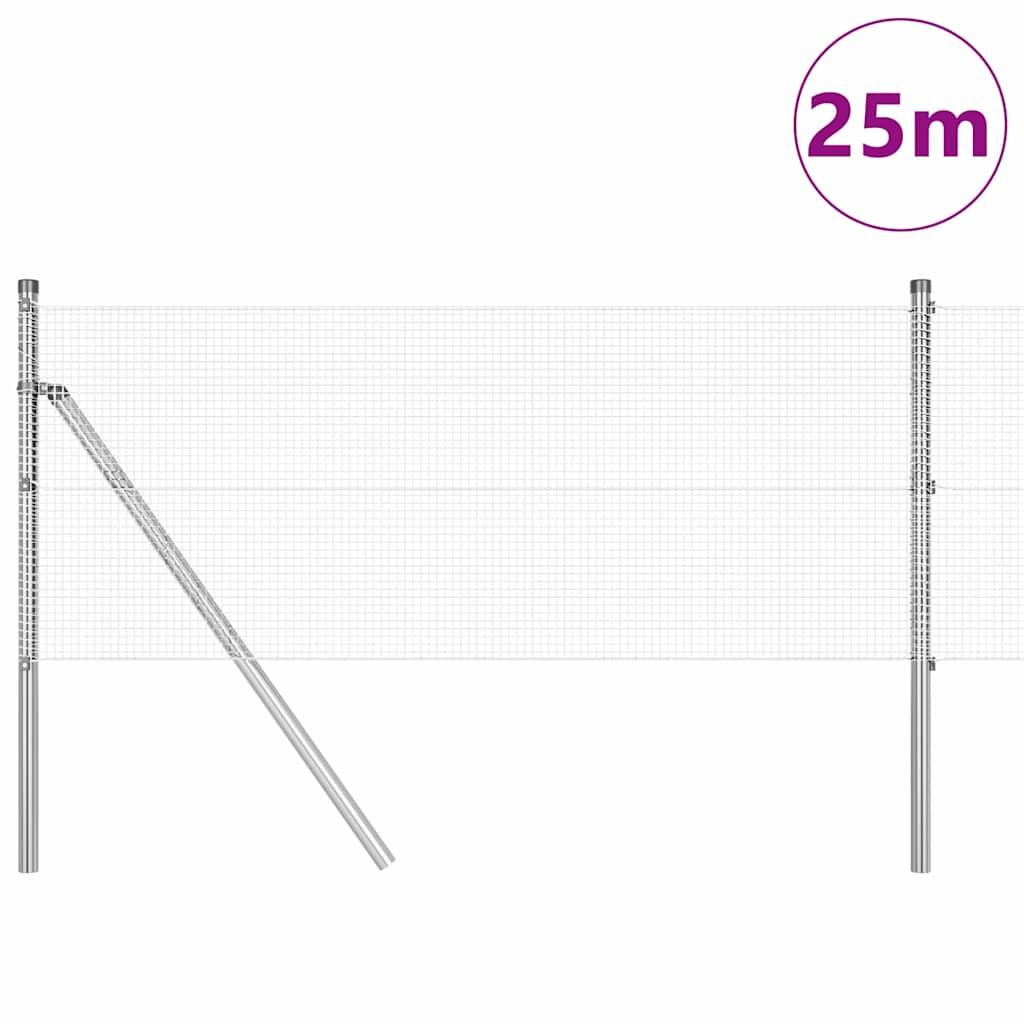 Palo della recinzione Argento 25 x 0,5 m (rete 12 x 12 mm)