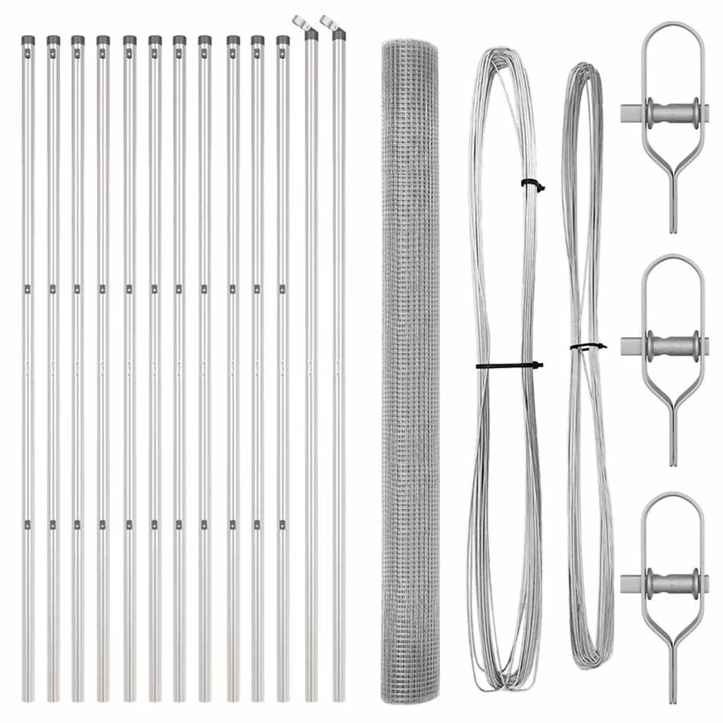 Palo della recinzione Argento Rete 25 x 1,5 m (rete 16 x 16 mm)