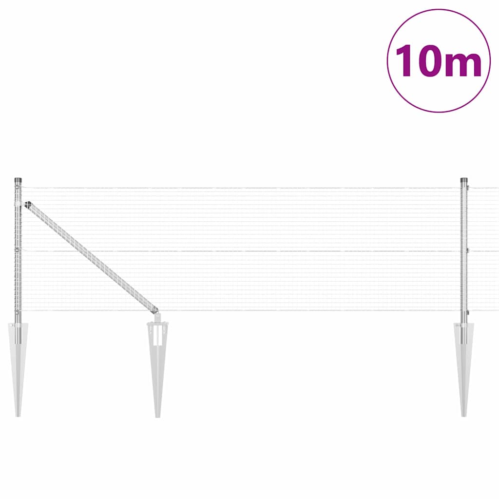 Palo della recinzione Argento 10 x 0,5 m (rete 19 x 19 mm)