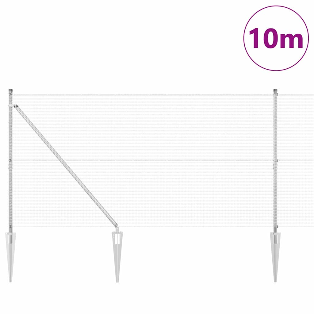 Palo della recinzione Argento 10 x 1,2 m (rete 12 x 12 mm)
