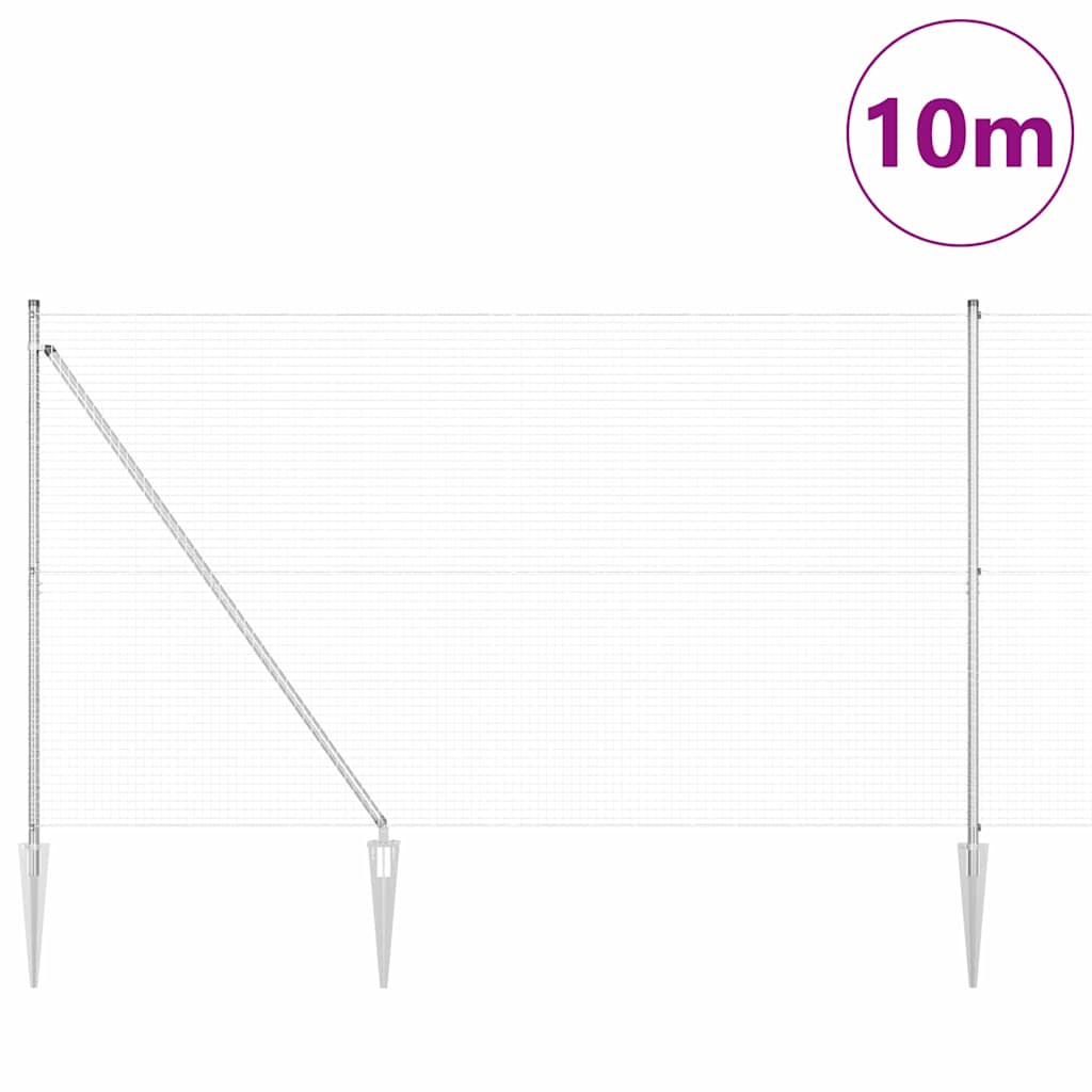 Palo della recinzione Argento 10 x 1,6 m (rete 25 x 25 mm)