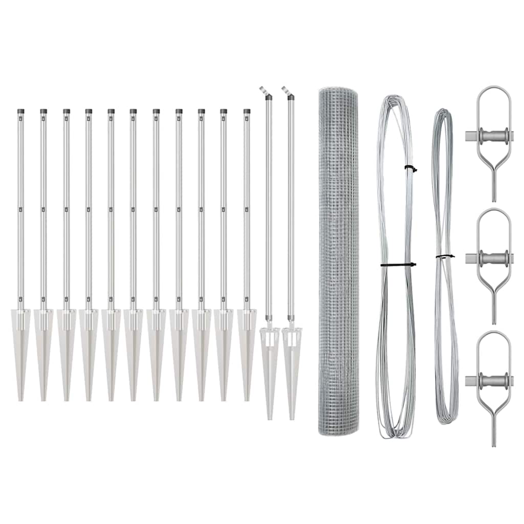 Palo della recinzione Argento 25 x 1,2 m (rete 16 x 16 mm)