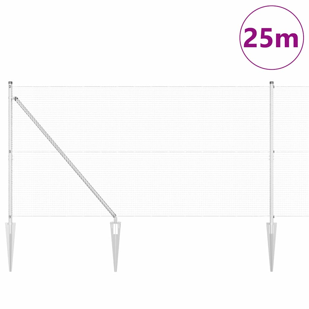 Palo della recinzione Argento 25 x 1,4 m (rete 16 x 16 mm)
