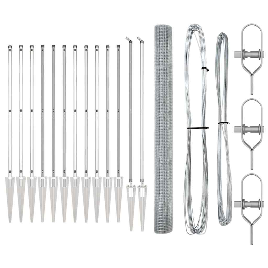 Palo della recinzione Argento 25 x 1,6 m (rete 16 x 16 mm)