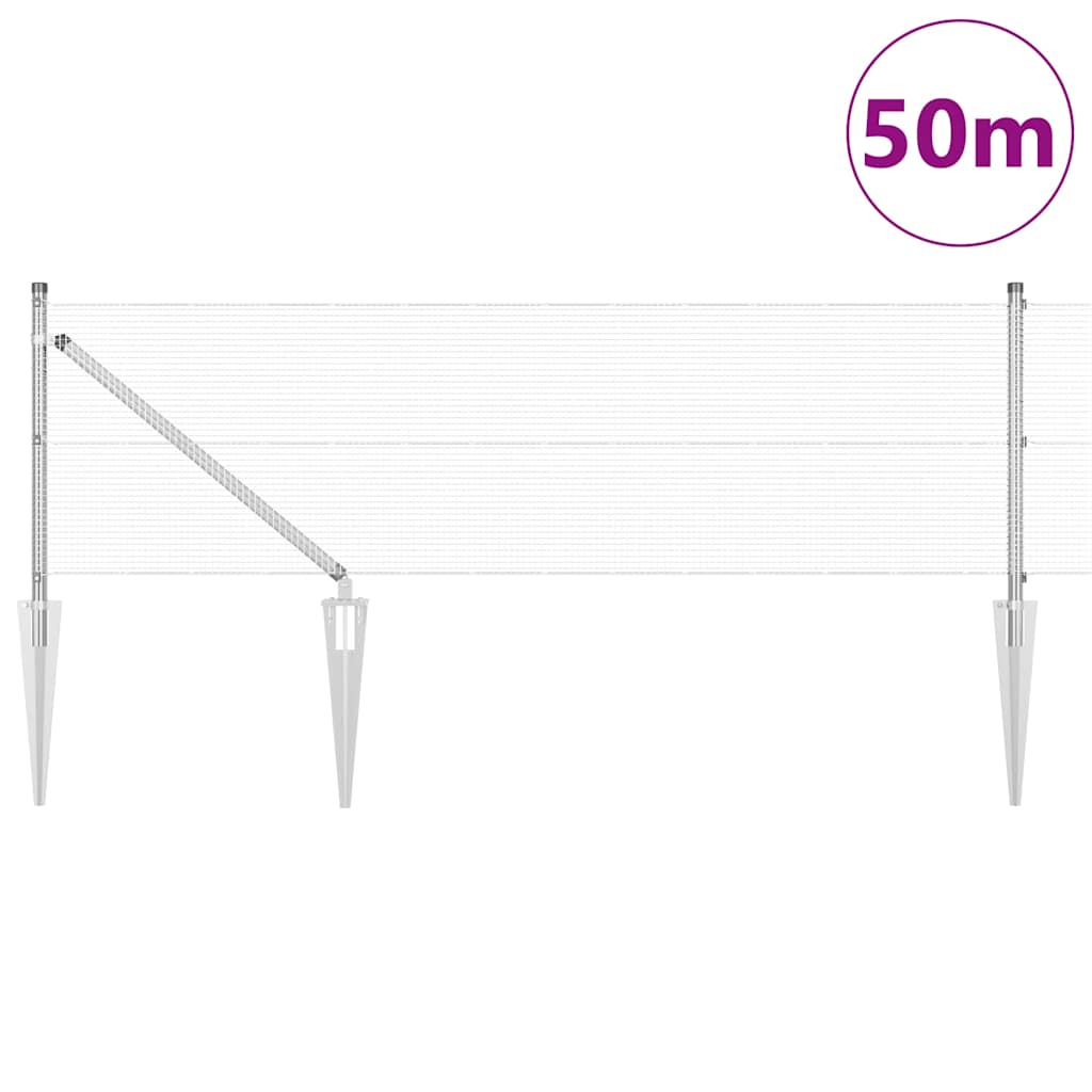 Palo della recinzione Argento 50 x 0,5 m (rete 12 x 12 mm)