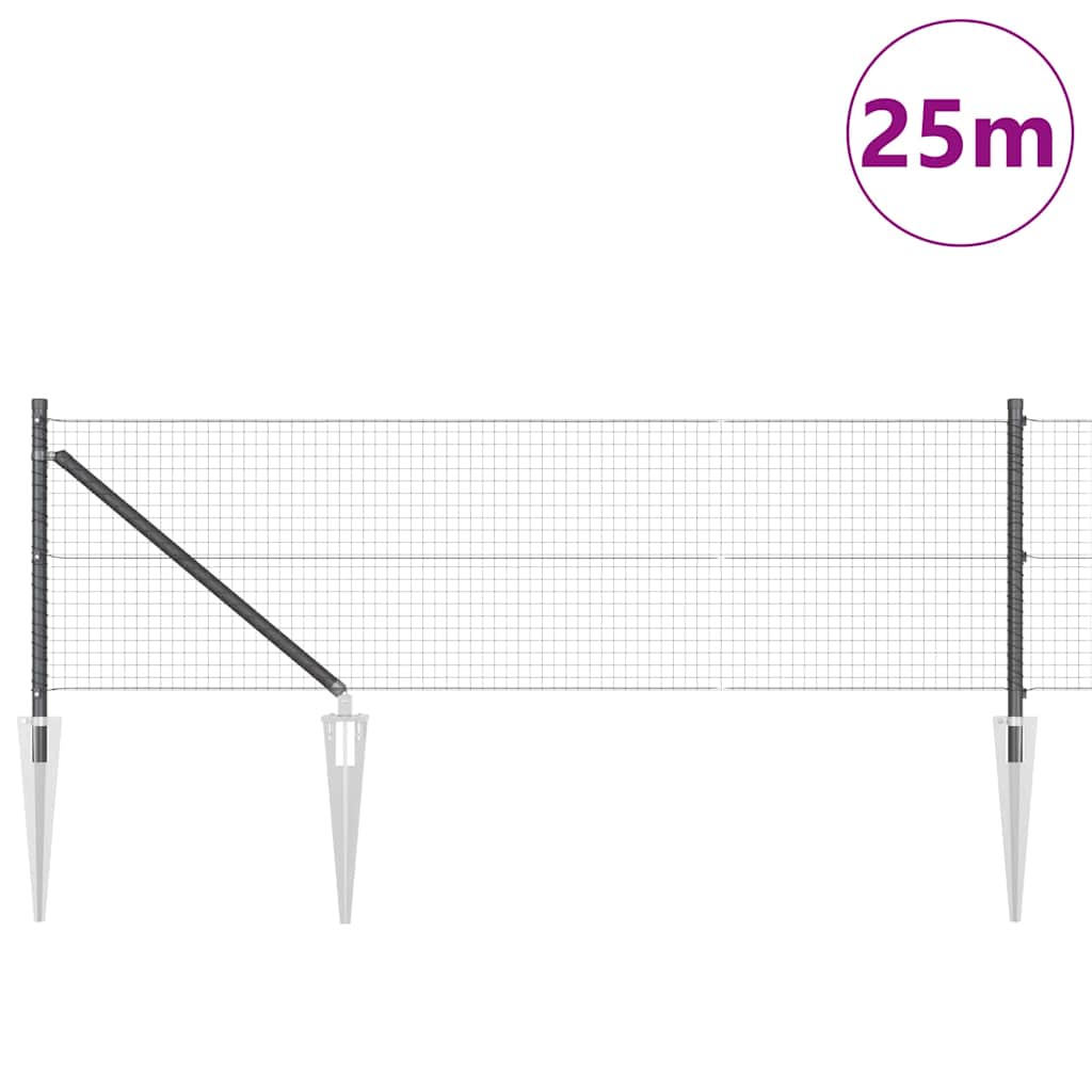 Palo della recinzione Grigio 25 x 0,8 m (rete 25 x 25 mm)