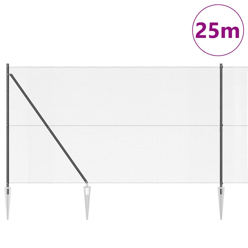 Palo della recinzione Grigio 25 x 1,6 m (rete 12 x 12 mm)