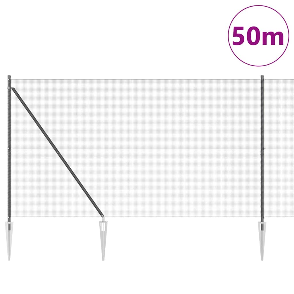 Palo della recinzione Grigio 50 x 1,5 m (maglia 12 x 12 mm)