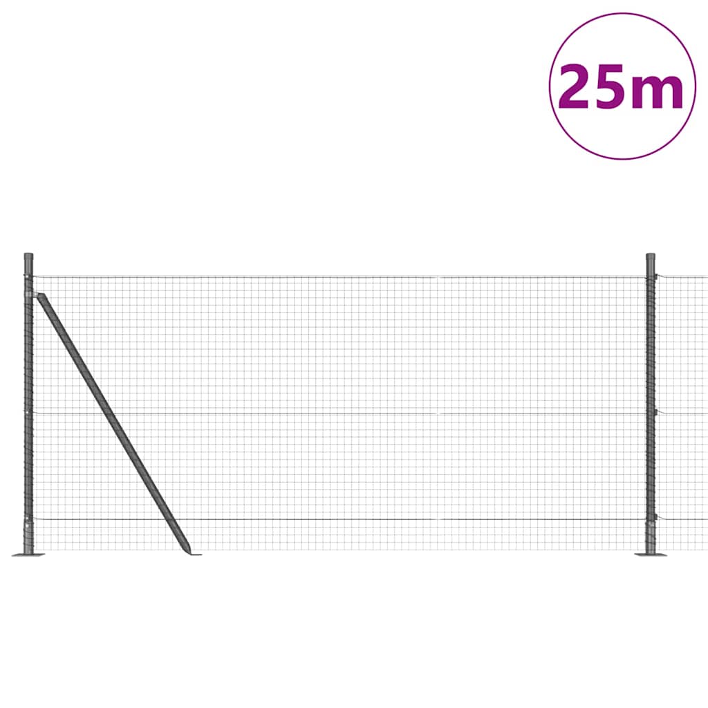 Palo della recinzione Grigio 25 x 0,8 m (rete 25 x 25 mm)