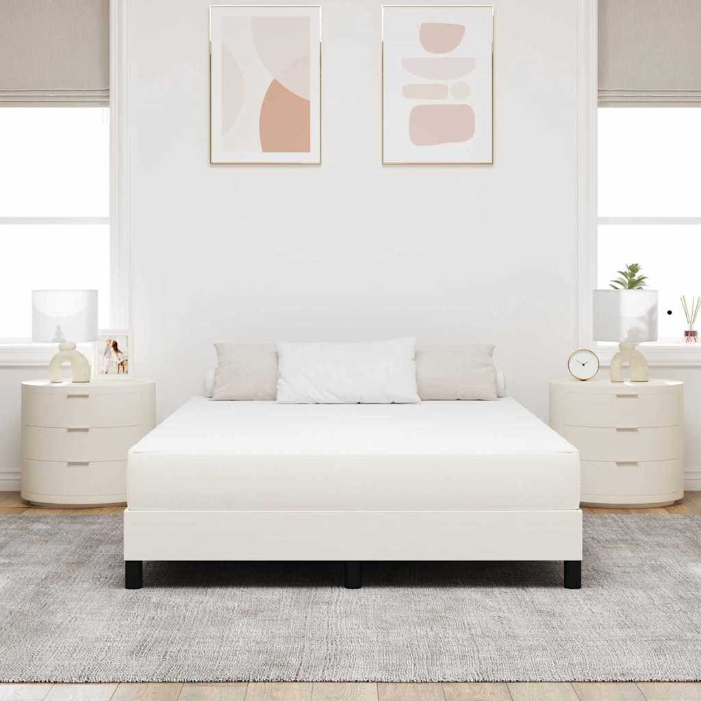 Materasso da Letto con materasso Crema 140 x 200 cm Tessuto