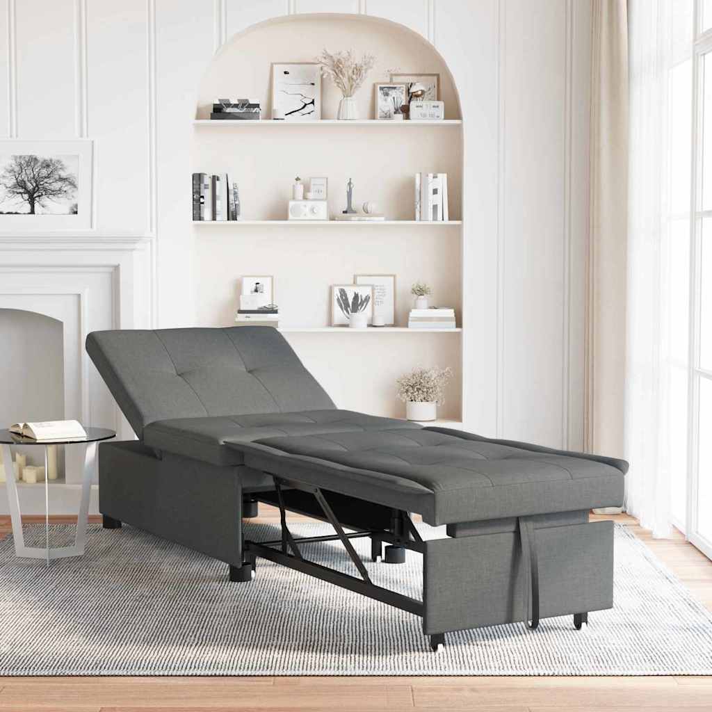 Divano Letto Estraibile Grigio scuro 194 x 50 x 82 cm Tessuto